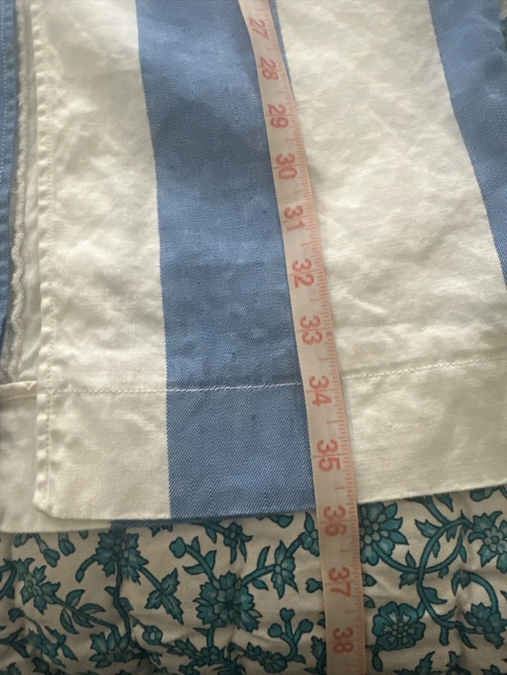 Anthropologie Colette Linen Maxi Skirt Stripes Patch Pockets Blue Slit Sz Medium - Picture 6 of 11